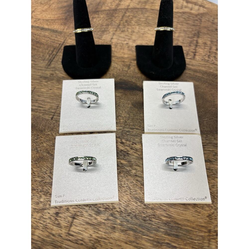 Traditions Channel Set 925 Sterling Silver Swarovski Crystal Size 7 Lot 6